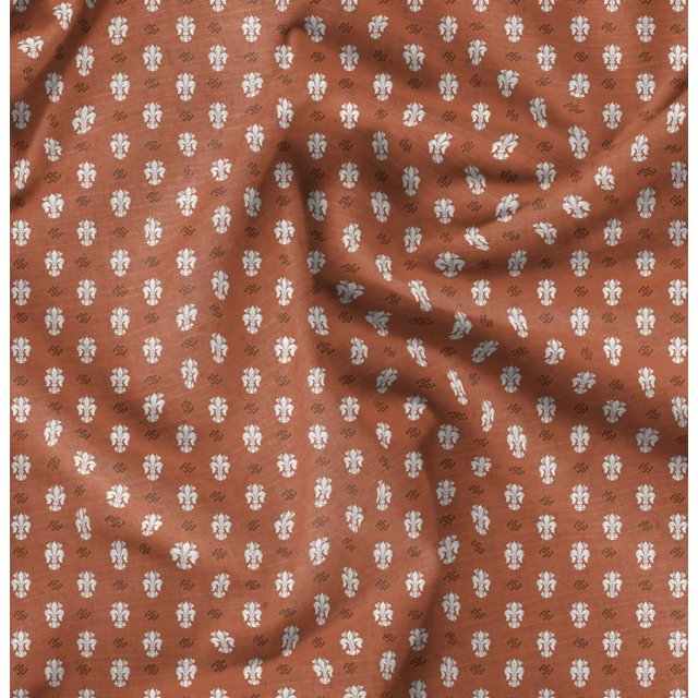 Soimoi Polyester Crepe Fabric Fleur_de_lis Damask Print Fabric by The Yard 42 Inch Wide