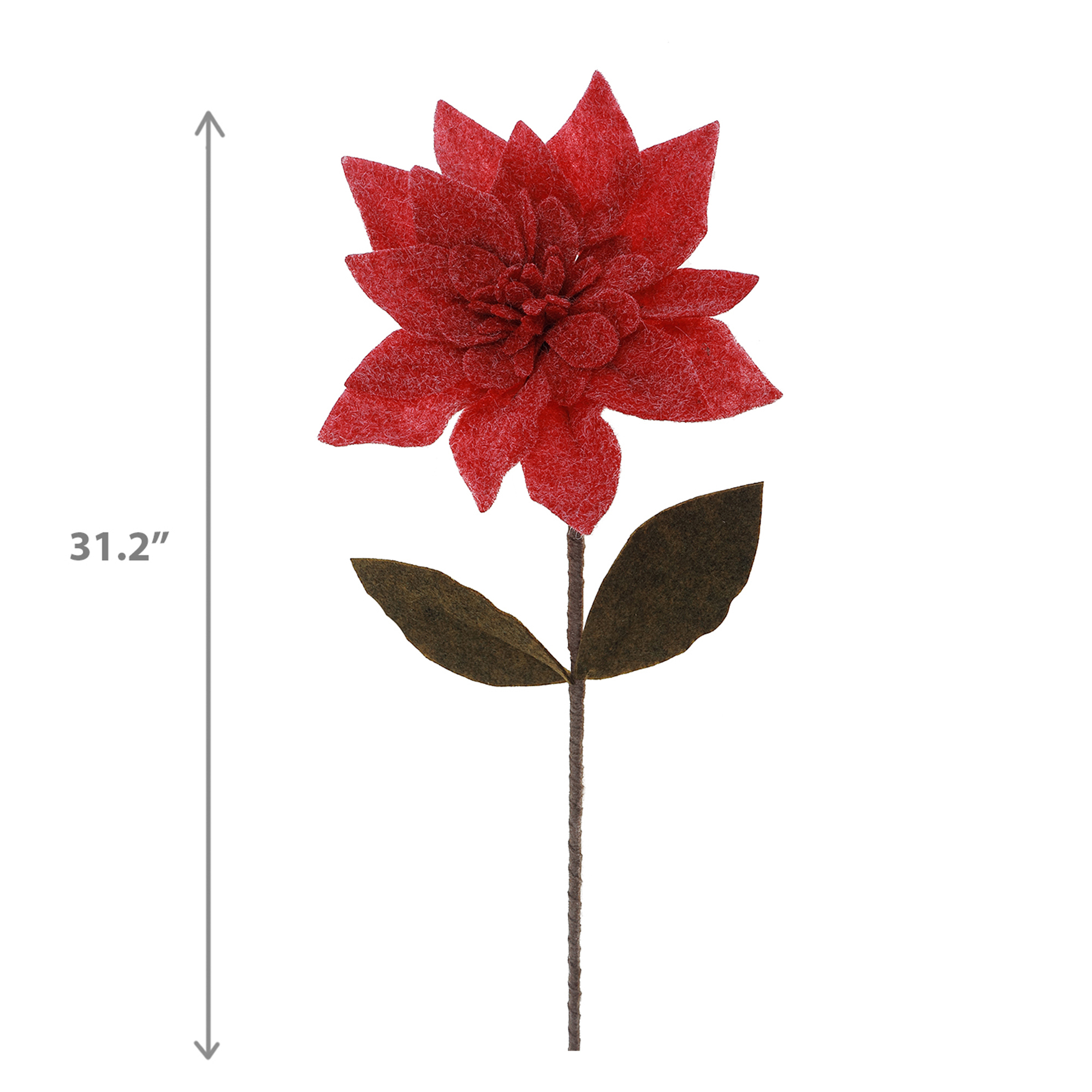 Cure-Poinsettia En Feutre À Longue Tige (Rouge)