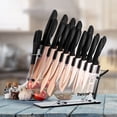 thumbnail image 3 of Hecef 25 Pieces Kitchen Knife Set with Block, Titanium Plated Stainless Steel Extra Sharp Knives, 3 of 13