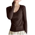thumbnail image 1 of Yuyuzo T-Shirts à Manches Longues pour Femmes, Col Rond, Chandail à Enfiler, Haut Uni, T-Shirts Basiques, Couche de Base, 1 of 7