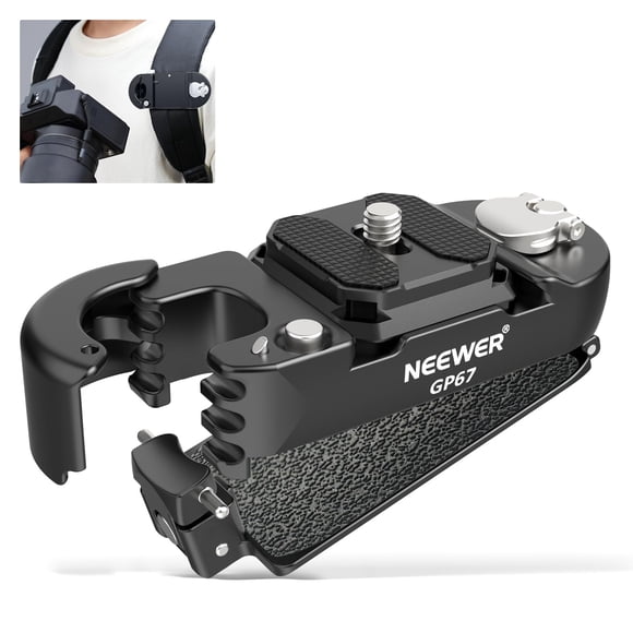 Neewer Backpack Camera Clip Mount with Square QR Plate, Upgraded Safety Latch, Quick Release Camera Belt Clip Backpack Strap Compatible wit