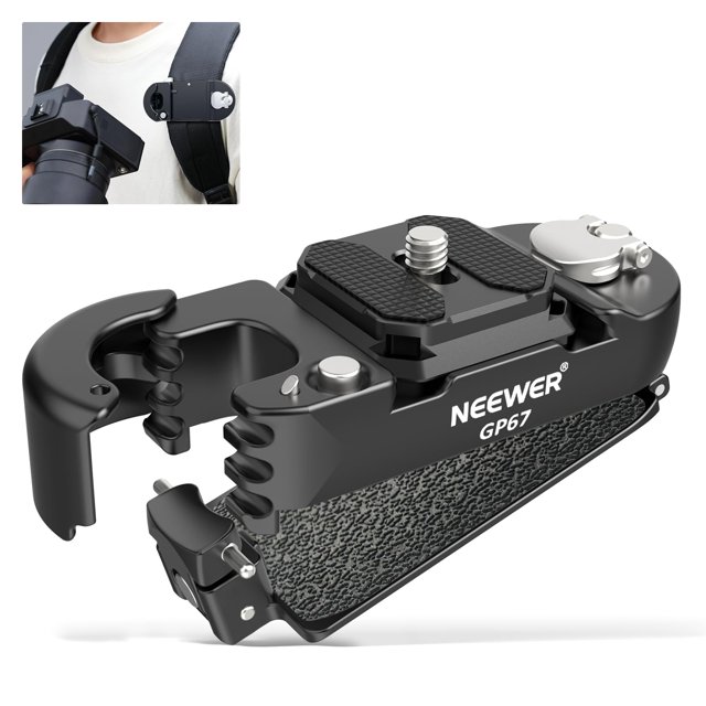 Neewer Backpack Camera Clip Mount with Square QR Plate, Upgraded Safety Latch, Quick Release Camera Belt Clip Backpack Strap Compatible wit