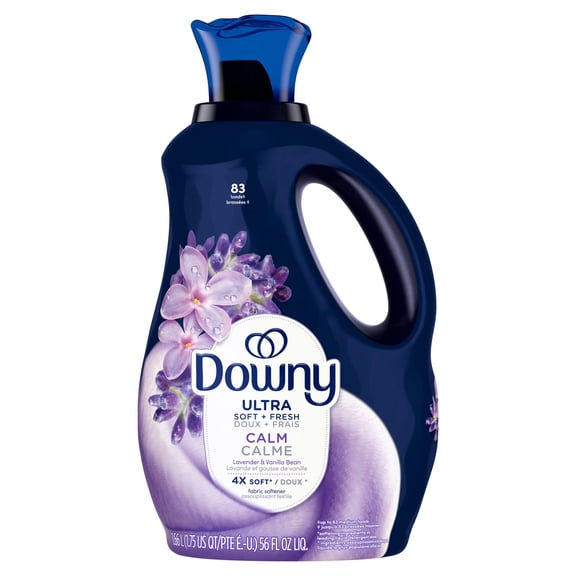 Downy Assouplissant Textile Liquide Ultra Doux Plus Frais, Calme, Lavande et Gousse de Vanille, Downy Assouplissant Textile, Assouplissant pour la Lessive 83WL