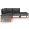 thumbnail image 3 of vidaXL 5 Piece Garden Lounge Set with Cushions Poly Rattan Grey, 3 of 5