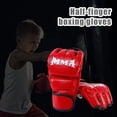thumbnail image 2 of Gants de Boxe Demi-Doigt en Cuir PU, Kickboxing Arts Martiaux, Support de Poignet Réglable, 2 of 7