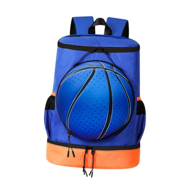 Rongfmy Sac à Dos de Basketball Sac de Rangement de Basketball Sac de Gym pour Randonnée Cyclisme de Rue Bleu Orange m Enfants