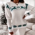 thumbnail image 3 of Chandails de Noël Laids pour Femmes Col Roulé Manches Longues Imprimé Flocon de Neige Élan Hauts en Tricot Ample, 3 of 7