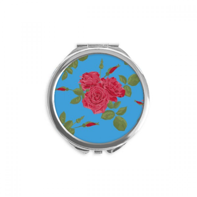 Miroir Compact à Main Bleu Rouge Dessin Artistique Rond Portable de Poche