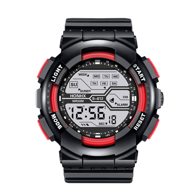 ZZkhGO Cool Sports Electronic Watch, Four Button Multifunction Digital Wristwatch, LED Display Stopwatch Alarm Water Resistant Watch for Kids Adults