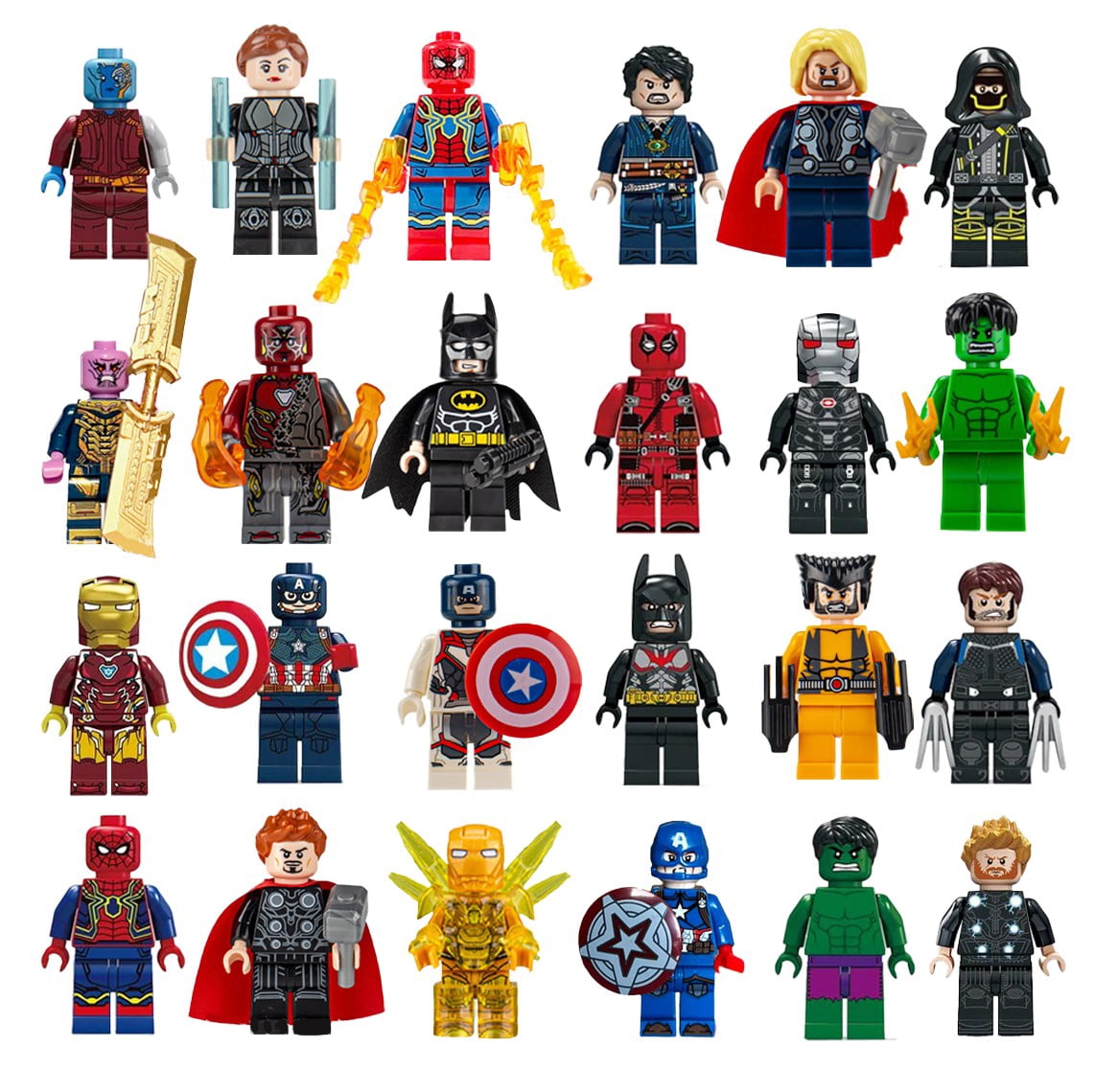 24 PCS Action Figure Building Blocks Set - 1.77 Inch Collectible Minifigures, Creative Construction Toy for Kids Birthday Party Favors