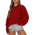 thumbnail image 1 of EGNMCR Chandail pour Femmes d'Hiver Coupe Ample Décontracté à Manches Longues Mode Col Ras du Cou Chandails Surdimensionnés Chandail à Enfiler pour Femmes, 1 of 6