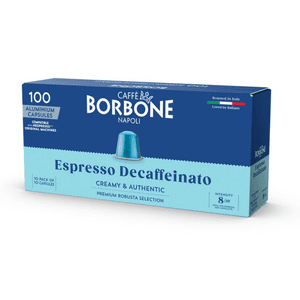 Caffe Borbone gélules (compatibles avec Nespresso® OriginalLine machines) - DECAFFEINATED gousses en aluminium - 100-pack / 10 Boîtes de 10 - (Intensité 8/10