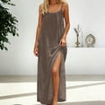 thumbnail image 3 of Daiosportswear Robe Longue de Détente pour Femmes à Bretelles Spaghetti, Dos Nu, Coupe Ample, Robe-Robe à Manches Courtes pour Femmes Café S(S), 3 of 7