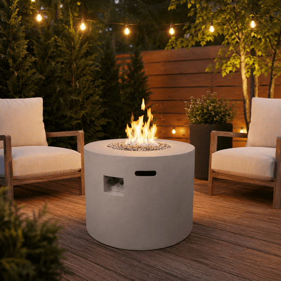 31” Table de Foyer au Propane Ronde, 40 000 BTU, Table de Feu au Gaz pour l'Extérieur avec Roche de Lave, Foyer de Terrasse Arrière Résistant aux Intempéries