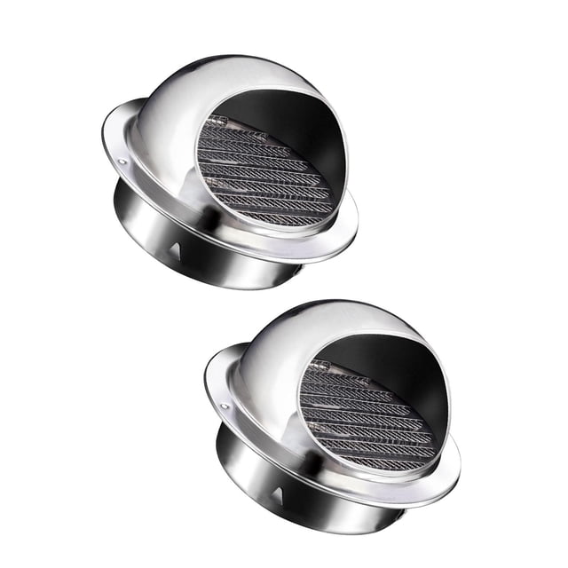 jifeng 2x Round Wall Vent Outside Cap Built in Fine Mesh for Kitchen Fans Versatile For 120mm Pipe