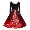 thumbnail image 3 of TIMIFIS Robes de Noël pour Femmes, Robes Maxi pour Femmes Robe Vintage de Vacances Manches Longues Col en V en Fourrure Robe Dos Nu, 3 of 3
