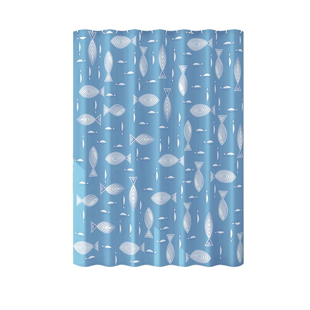 Doublure de Rideau de Douche Motif Poisson Crochets Imperméables Bleu. un Rideau de Douche en Plastique Imperméable avec Motif de Poisson et de Fleur Bleue, Conçu pour la Décoration de Salle de Bain. Comprend six Crochets en Plastique Robustes pour une Suspension et un Retrait Faciles. Présente des Oeillets Métalliques Résistants à la Rouille et un Ourlet Renforcé pour la Durabilité. Mesure 80x180cm (31.5x70.87 Po) et Est à Séchage Rapide et Facile à Nettoyer. Idéal pour les Salles de Bain, les Dortoirs, les Hôtels Ou la Maison.