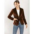 thumbnail image 3 of INSPIRE CHIC Blazer Court en Velours pour Femme à Col Châle, un Bouton, 3 of 6