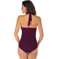 thumbnail image 5 of HAIVIDO One Piece Swimsuits with Ruching M Purple Bathing Suit for Women, 5 of 5