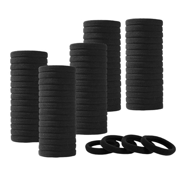 Hearth & Gear 100 Pcs Black Hair Ties For Women Mens Girls Large Stretch Seamless Hair Bands Hair Elastic Ponytail Holders For Thick Heavy And Curly Hair No Hair Ties Small Ponytail Scrunchies Hair