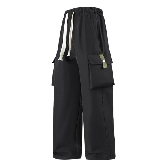 HAiming Mens Cargo Pants Straight Wide Leg Casual Loose Sports Trousers with Pockets Travel Worktrendy Clothes