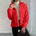 thumbnail image 2 of Breezora Manteau en Molleton Réversible pour Femme, Hiver, Chaud, Col Montant, Boutonné, Veste à Motif Torsadé, Taille g, Rouge, 2 of 9