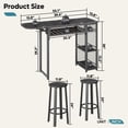 thumbnail image 2 of Bestier 3 Piece Bar Table Counter Height Pub Kitchen Dining Table Set in Black Marble, 2 of 7