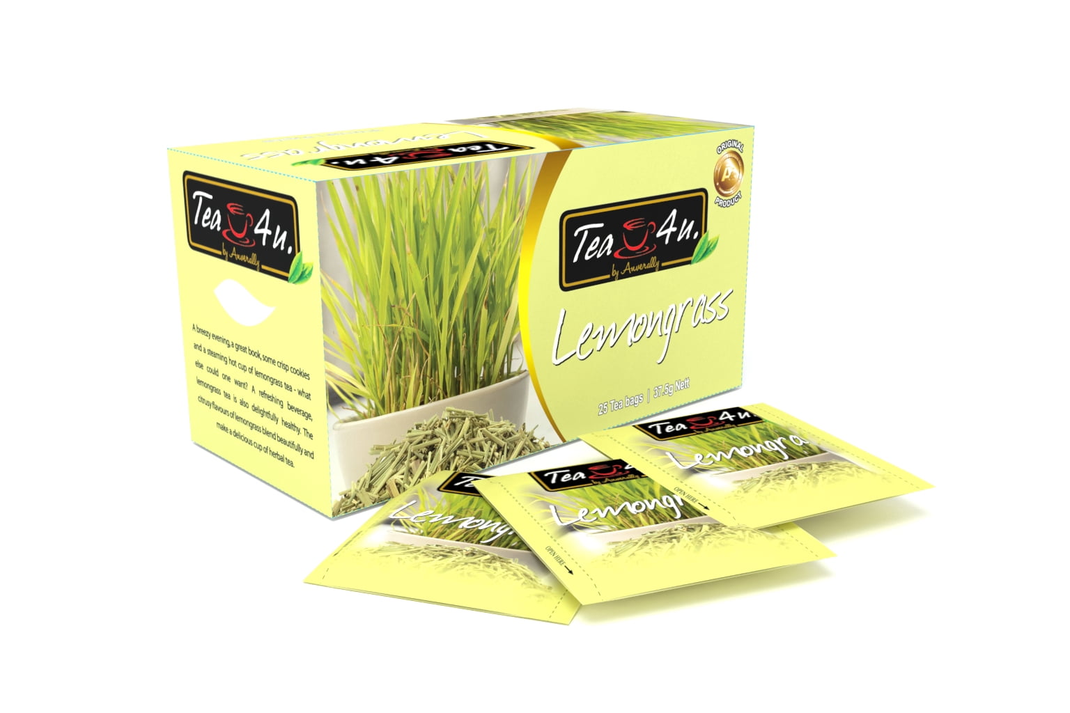 Tea4u Lemongrass Herbal Infusion, 25 Teabags