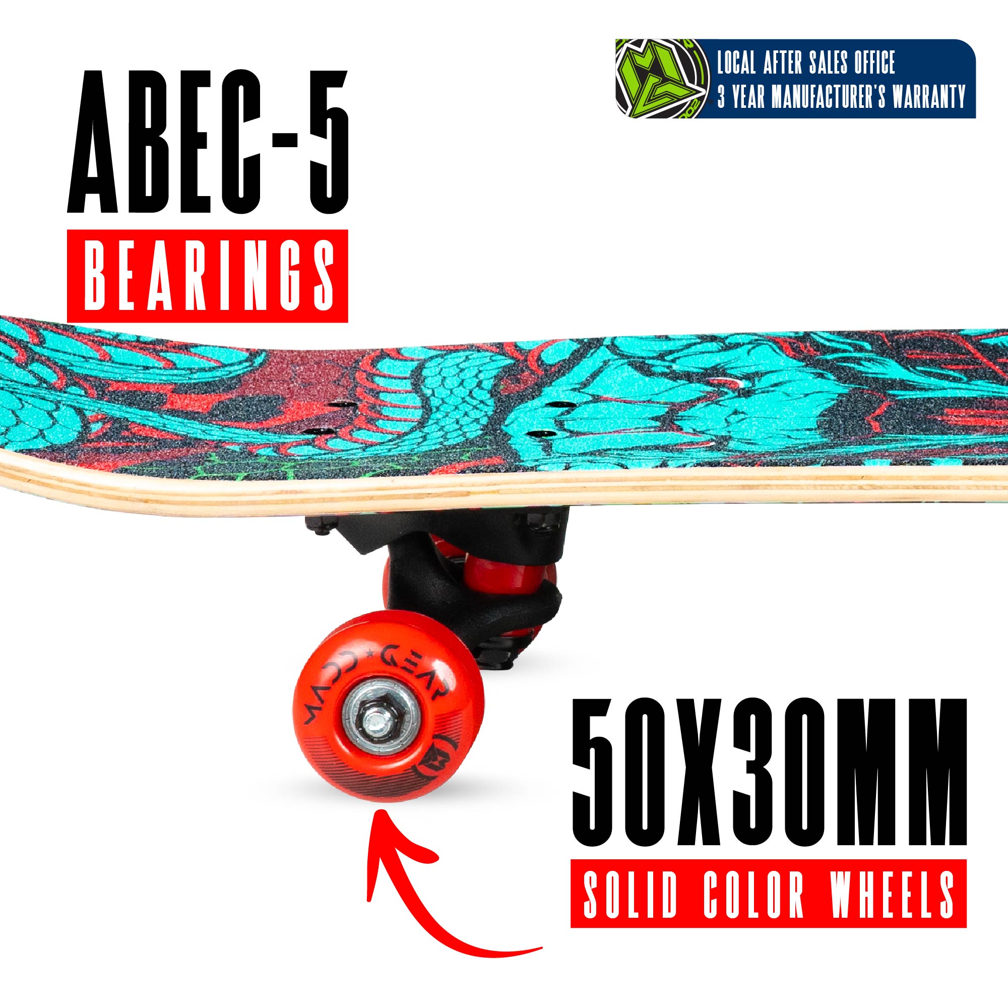 Madd Gear 31" Learn to Skate Complete Skateboard for Kids & Teens