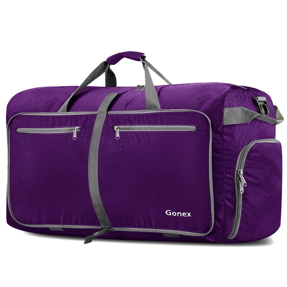 Gonex 40L Packable Travel Duffle Bag for Boarding Airline Lightweight Foldable Gym Duffle Water Repellent & Tear Resistant Purple
