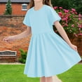 thumbnail image 4 of NTACZA Robe d'Été Fille Midi à Manches Courtes Décontractée T-Shirt Robes Ample Fluide Robe de Plage pour Enfants 13 Ans, 4 of 7