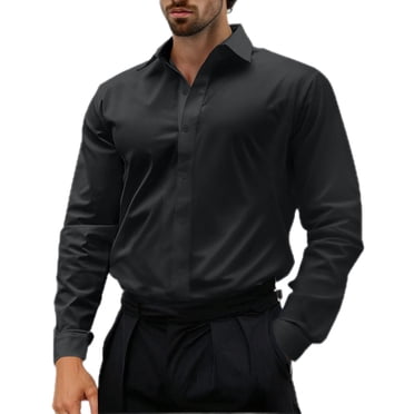 SDNall Shirts for Men Flax Long Sleeve Button Turn-Down Solid Color Breasted Shirt Top Long Sleeve Shirts for Men,Long Sleeve Dress,Mens Long Sleeve Shirt