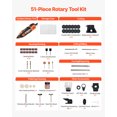 thumbnail image 4 of VEVOR 51-Piece Rotary Tool Kit, 200W Mini Power Rotary Tool Corded, 8000-40000RPM Multi-Purpose DIY Tools with Universal Chuck for Engraving, Sanding, 4 of 9