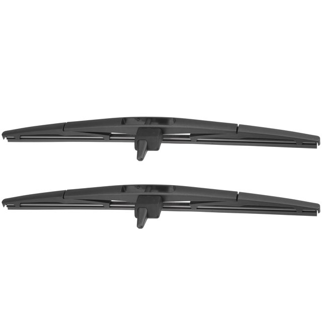Unique Bargains 2pcs black car rear windshield wiper blade replacement designed for Honda Pilot models from 2009 to 2015. The wiper blades are made of durable plastic and rubber, measuring 360mm (14 inches) in length. They feature a graphite-coated rubber blade for smooth, streak-free wiping and an aerodynamic spoiler to reduce noise and wind lift. The design prevents ice and snow build-up by eliminating exposed metal components, making them suitable for all weather conditions. Package includes two rear windshield wiper blades.