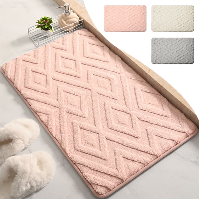 Bathroom Carpet 1PC,Non-Slip Floor Mat23.62x15.75in,Soft Polyester Fiber Rug for Shower Safety, Comfort Underfoot, Durable Home Decor(Gray)