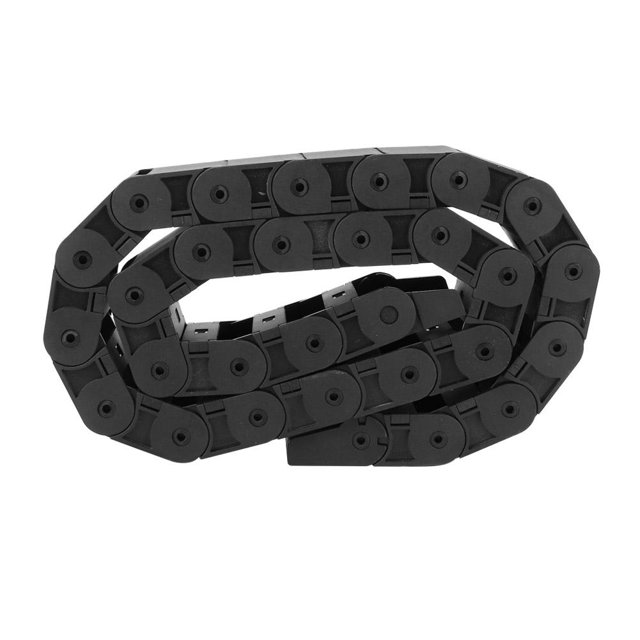 Tbest Wire Carrier, 18*50mm Nylon Cable Drag Chain designed for 3D printers. Made from reinforced nylon PA66, this black semi-closed cable drag chain measures approximately 100cm in length with an inner height and width of 18 x 50mm. It features high wear resistance, temperature resistance (-25~100°C), and a strong structure for durability. Suitable for CNC machines, electronic equipment, and automated warehouses.