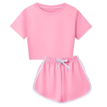 Sunnyoo Girls Outfit Sets Tracksuit Short Sleeve Tshirt Shorts Set
