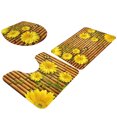 thumbnail image 1 of Coofit 3PCS Ensemble de Tapis de Bain Modèle de Tournesol de Mode Antidérapant Couverture de Couvercle de Toilette, 1 of 4