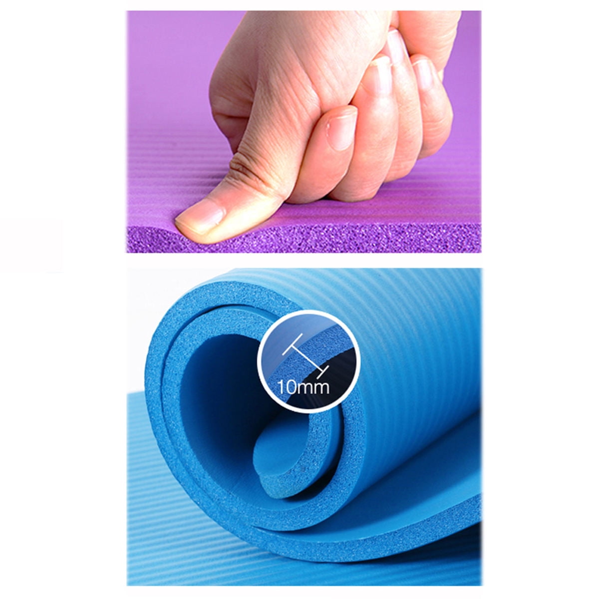 RUNROTOO Extra Thick Non Slip Yoga Mat High Density Tear Exercise Mat With Carrying Strap For Home Use Blue