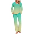 thumbnail image 3 of Sentmoon 2 PCS Womens Night Gowns for Sleeping Crew Neck Womens Pajama Set Relaxed Gradient Color Loungewear with Pockets for Christmas Morning Green S, 3 of 7