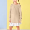 thumbnail image 3 of T-shirts Graphiques pour Filles Enfants Manches Longues Col Rond Ample Couleur Unie Kaki Décontracté Automne pour 11-12 Ans, 3 of 8