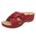 thumbnail image 3 of Womens Wedge Dress Slip on Sandals Beach Bohemian Summer Flower Leather Open Toe Mid Heel Slides Slippers, 3 of 5