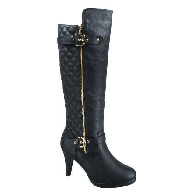 Bottes à Talons Hauts à Fermeture Éclair à Bout Rond Décontractées pour Femmes Dames Mode (Noir, 8)