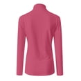 thumbnail image 5 of Mefallenssiah Mode Femmes Col Roulé Uni Manches Longues Tricot T-Shirt Blouse Ajustée Hauts Rose Vif TG, 5 of 5