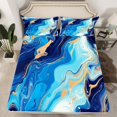 thumbnail image 2 of Blue Marble Sheet Set Stone Pattern Bed Sheets Set Watercolour Artwork Sheets Full Size For Kids Boys Girls Marbling Texture Fluid Bronzing Bedding Set, 2 of 7