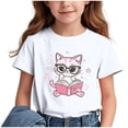 thumbnail image 1 of Girl's Graphic Tees Crew Neck Short Sleeve Cute Summer Tops T Shirts, 1 of 7