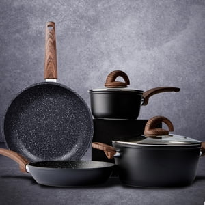 Vkoocy Pots et casseroles ensemble non-collant, Céramique serti de produits de cuisine à motif granite ensembles de cuisine induction pot et poêle avec poêles, casseroles, Ca