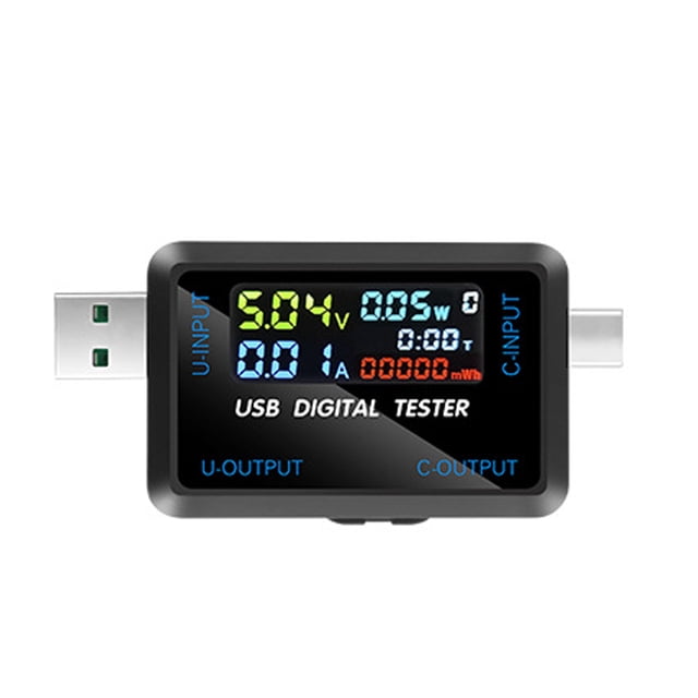 Tignapoo Dual-Port Digital Voltage Current Tester with Smart Memory for Battery Capacity & Laptop Charging Monitoring (USB/Type-C)