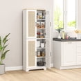 thumbnail image 2 of HOMCOM Kitchen Pantry with 4 Rattan Doors and Adjustable Shelves, White, 2 of 10