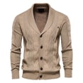 thumbnail image 1 of Mikilon Men's Sweater Cardigan Solid Color Lapel Long-Sleeved Knitted Jacket, 1 of 3